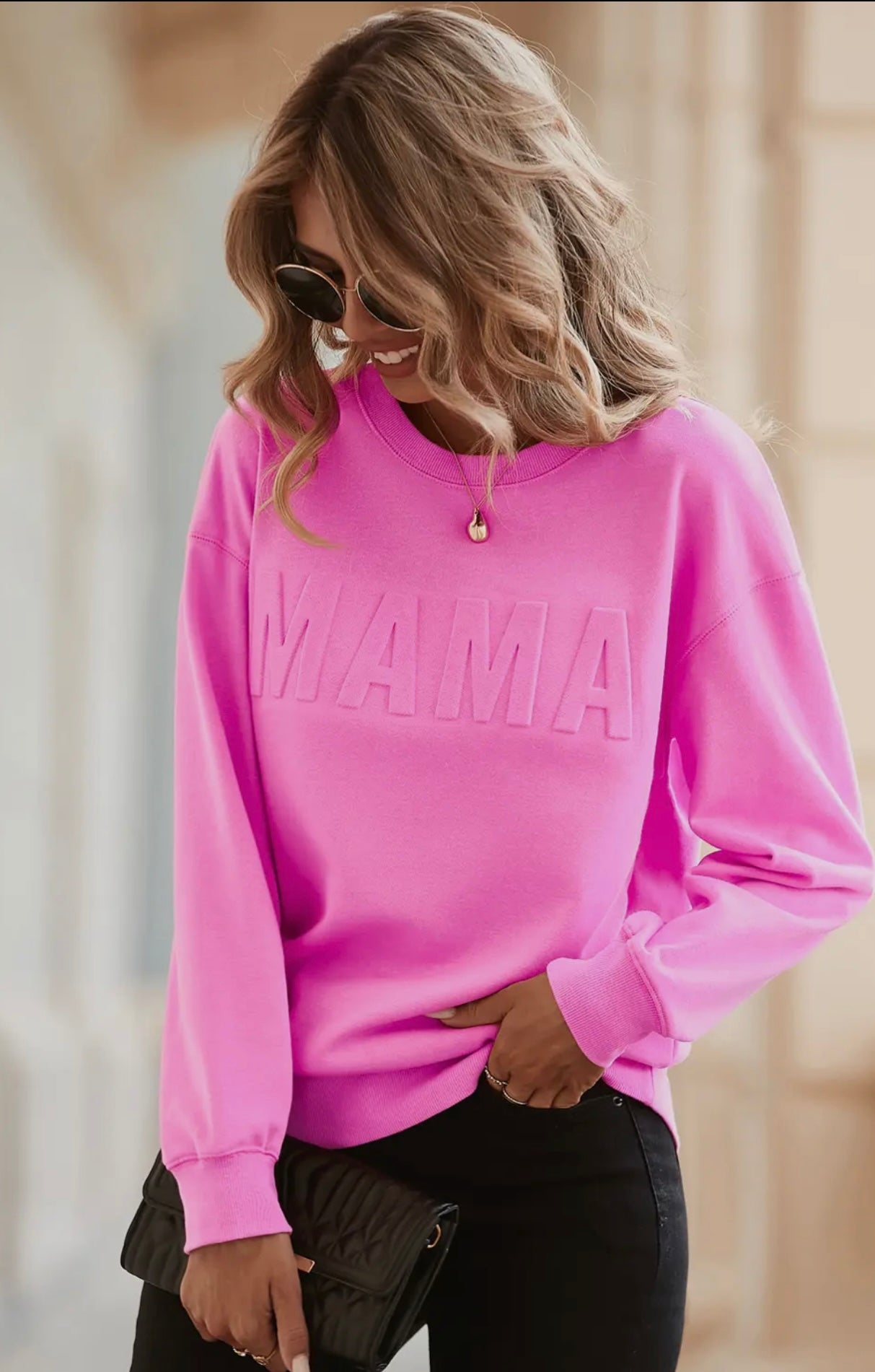 MAMA Embossed Sweater