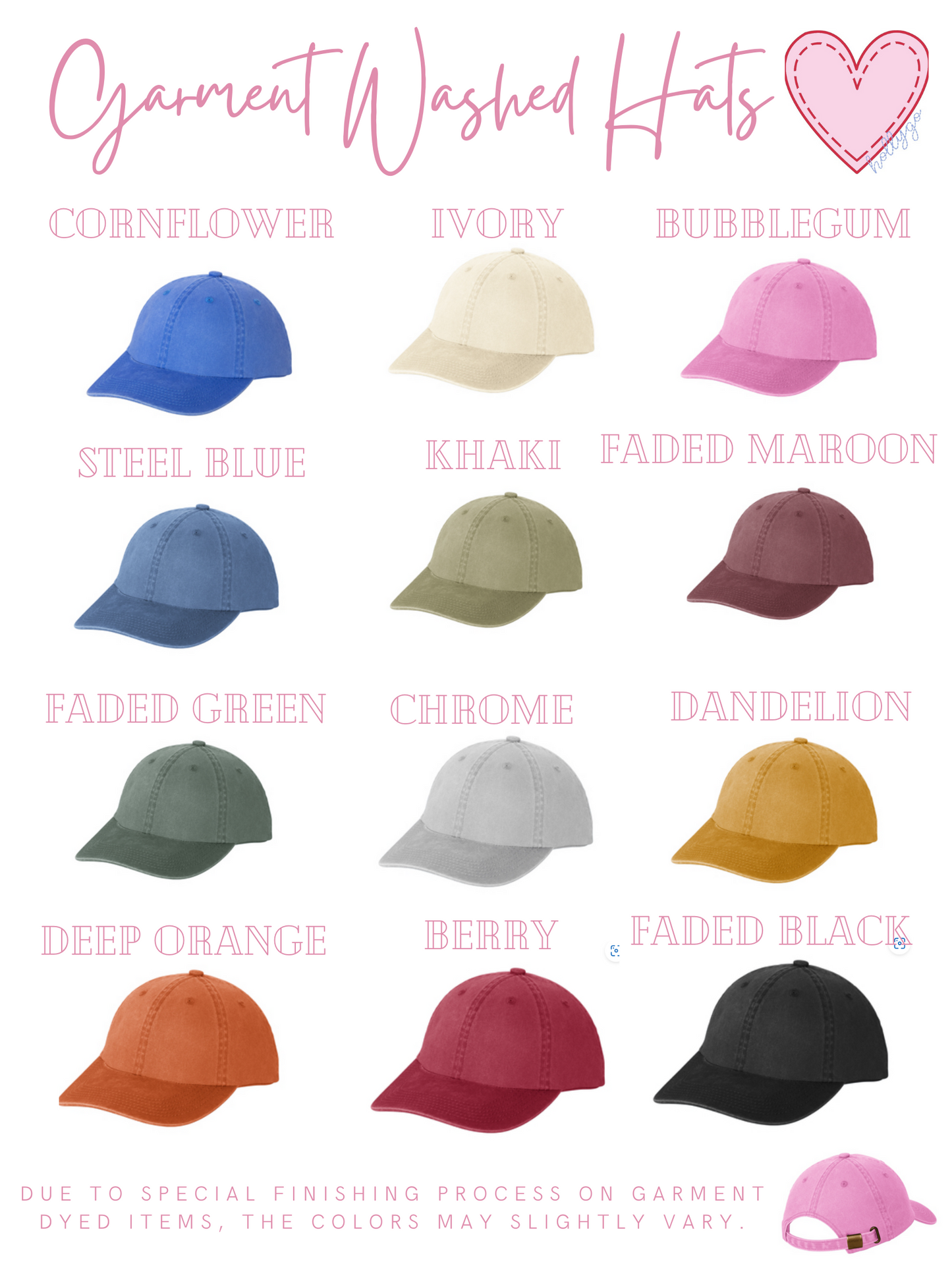 Garment Washed Embroidered Hat- Adults